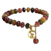 Natural tourmaline jade bracelet, women's niche, light luxury, retro moon rabbit pendant, lucky charm, exquisite jewelry wholesale and consignment gift Item Picture
